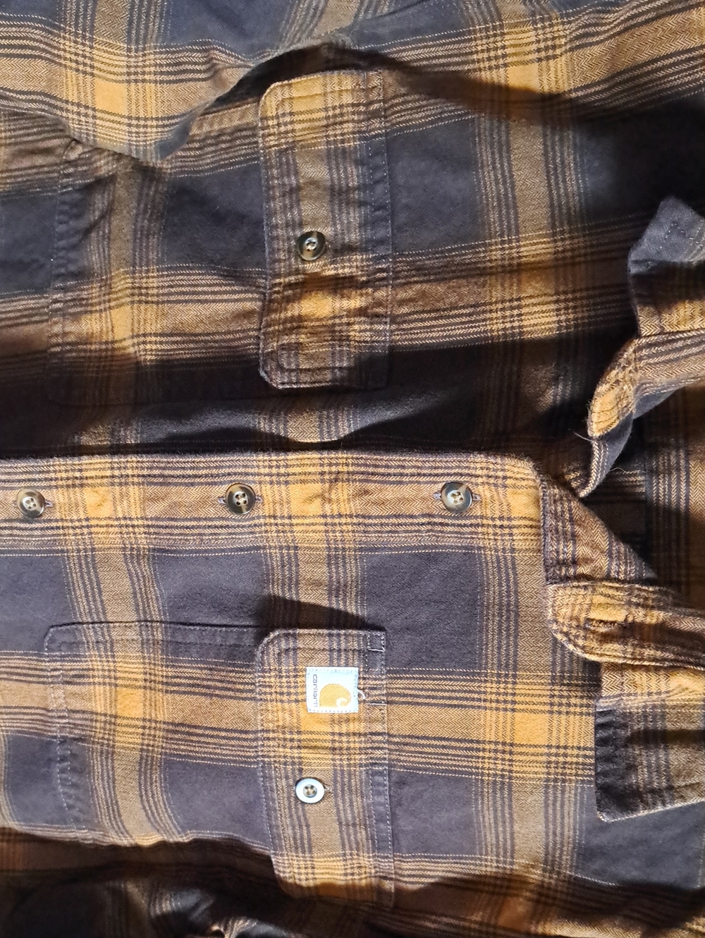 Carhartt Brown & Yellow Plaid Flannel Shirt - Picture 3 of 7